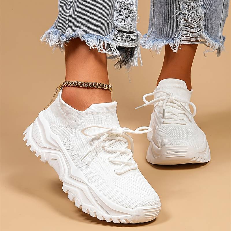 Women’s Knit Sneakers | Chunky Sole | Comfortable Everyday Shoes