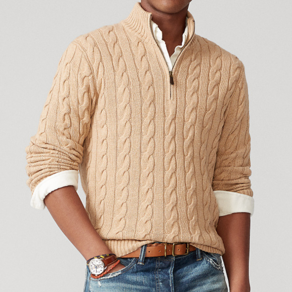 Men’s Cable Knit Sweater | Quarter-Zip Classic