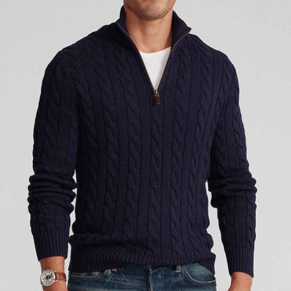 Men’s Cable Knit Sweater | Quarter-Zip Classic