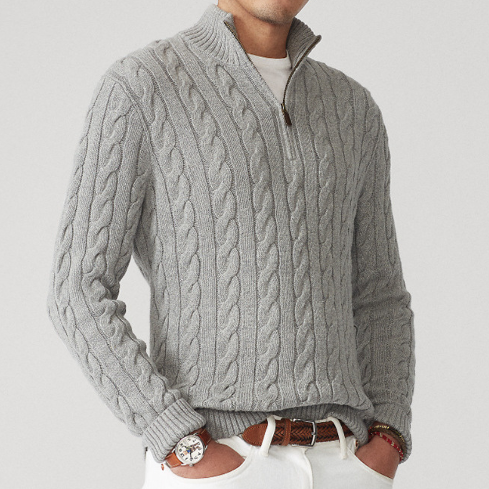 Men’s Cable Knit Sweater | Quarter-Zip Classic