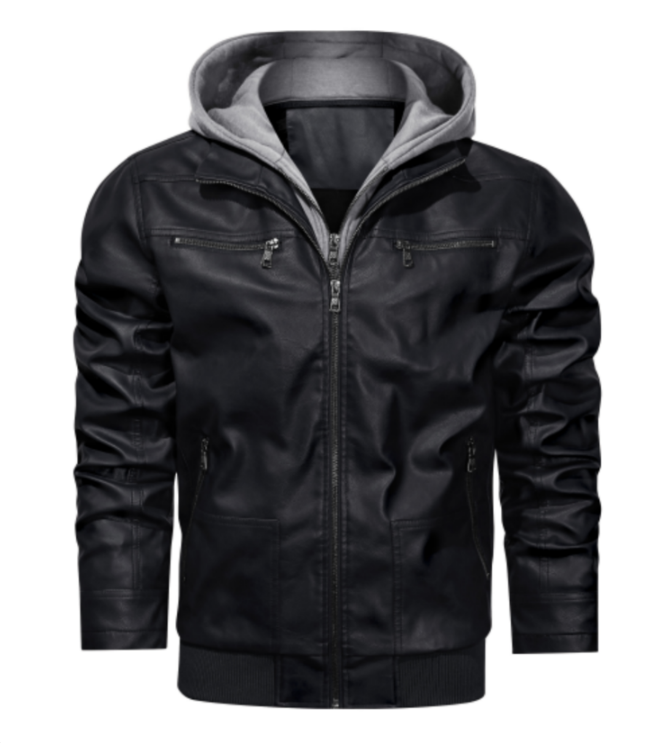 Men’s Hooded Bomber Jacket | Stylish PU Leather Winter Outerwear