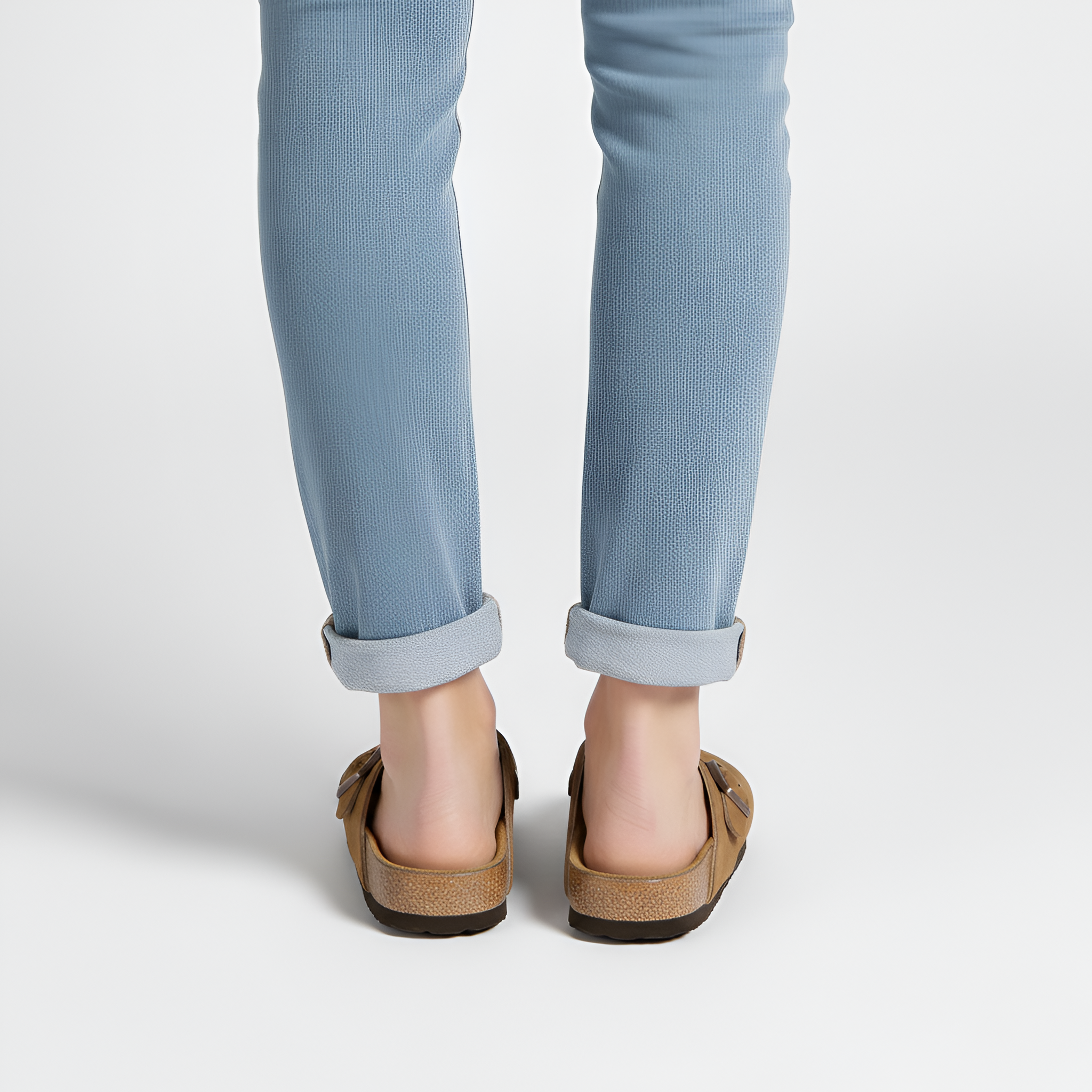 By Assuli Suede Buckle Clogs with Cork Footbed and Comfort Sole