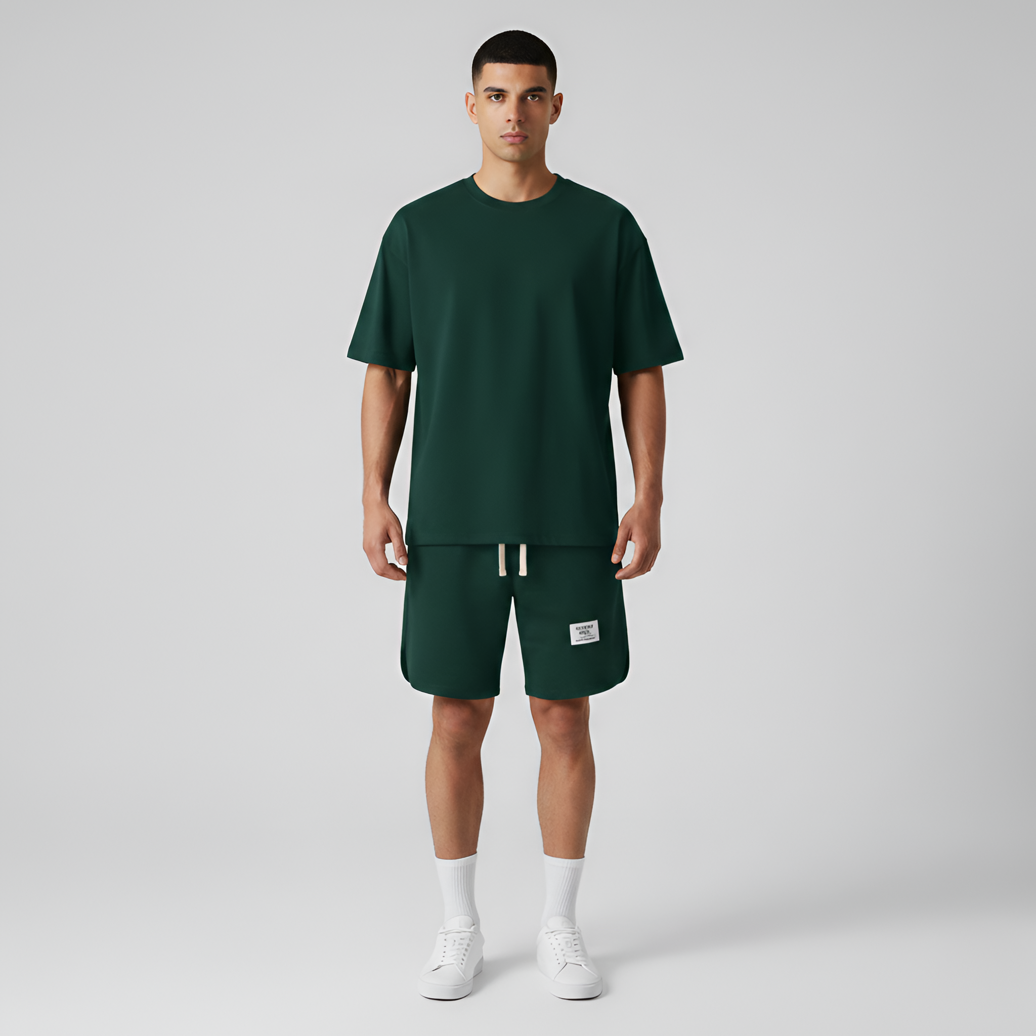 Conjunto de camiseta y pantalones cortos para hombre, mezcla de algodón, ropa casual para estar en casa