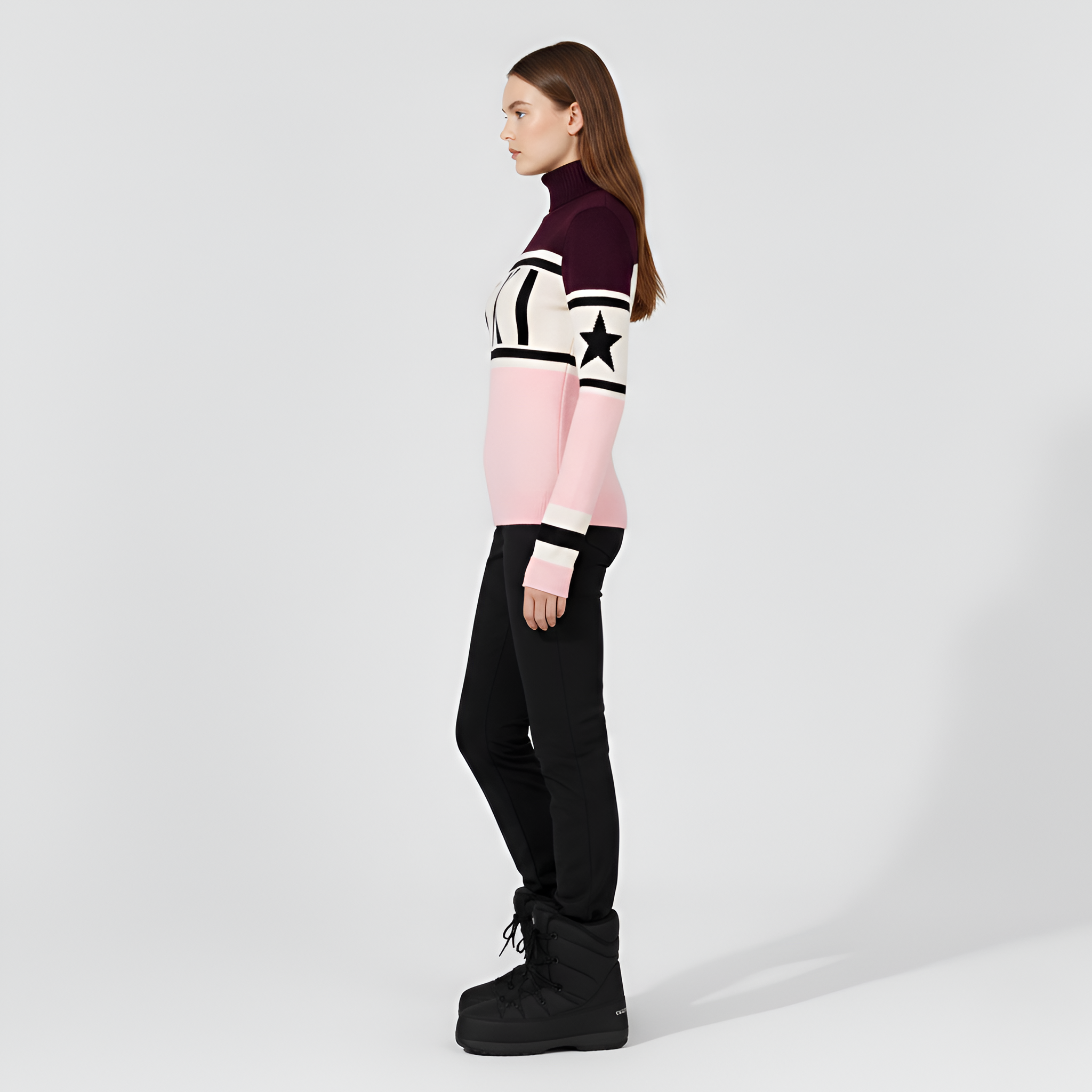 Women’s Turtleneck Knit Sweater Wool Blend Logo Design