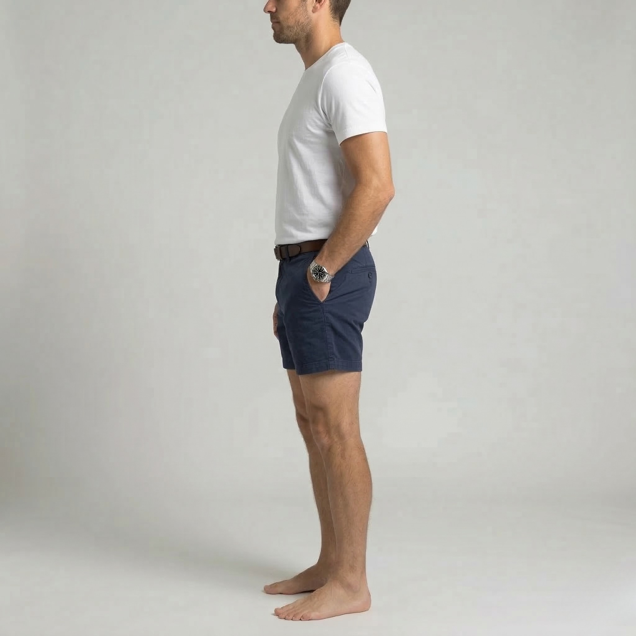 Herren Baumwoll-Chino-Shorts, Taillierter Schnitt, Lässige Sommer-Shorts mit Taschen