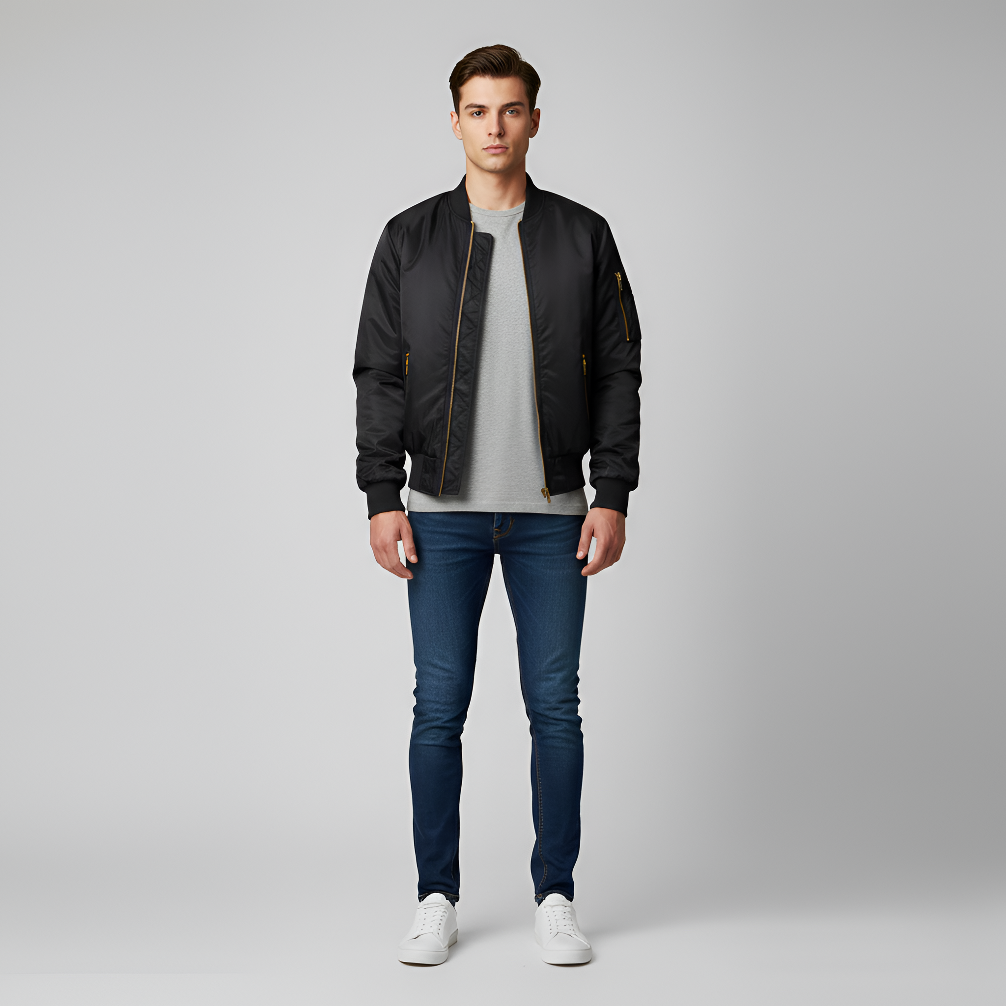 Casaco Bomber para Homem Leve Fecho de Correr Roupa Casual para o Dia a Dia