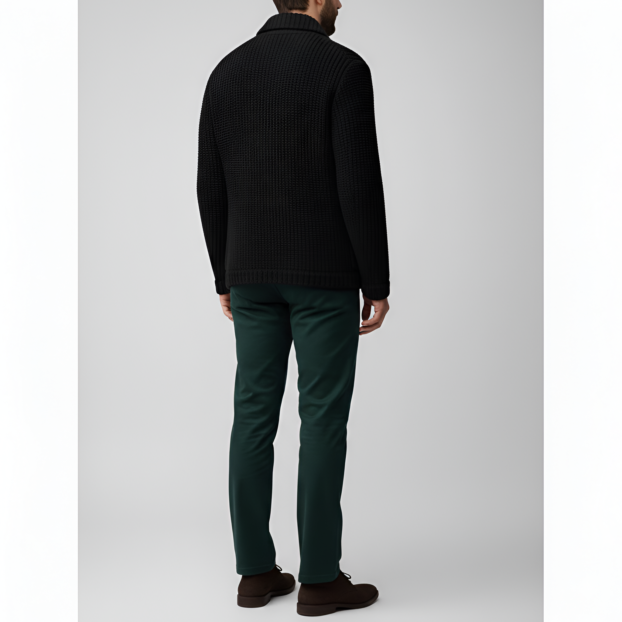 Férfi gyapjúkeverék kötött kabát gombos elülső hétköznapi télikabát