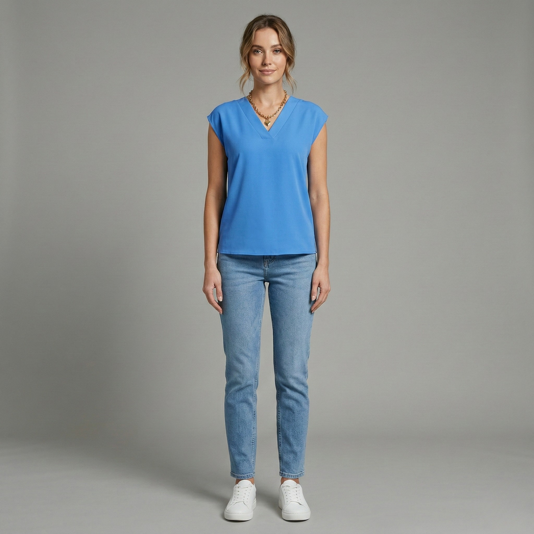 Women’s V Neck Cap Sleeve Blouse Casual Short Sleeve Top