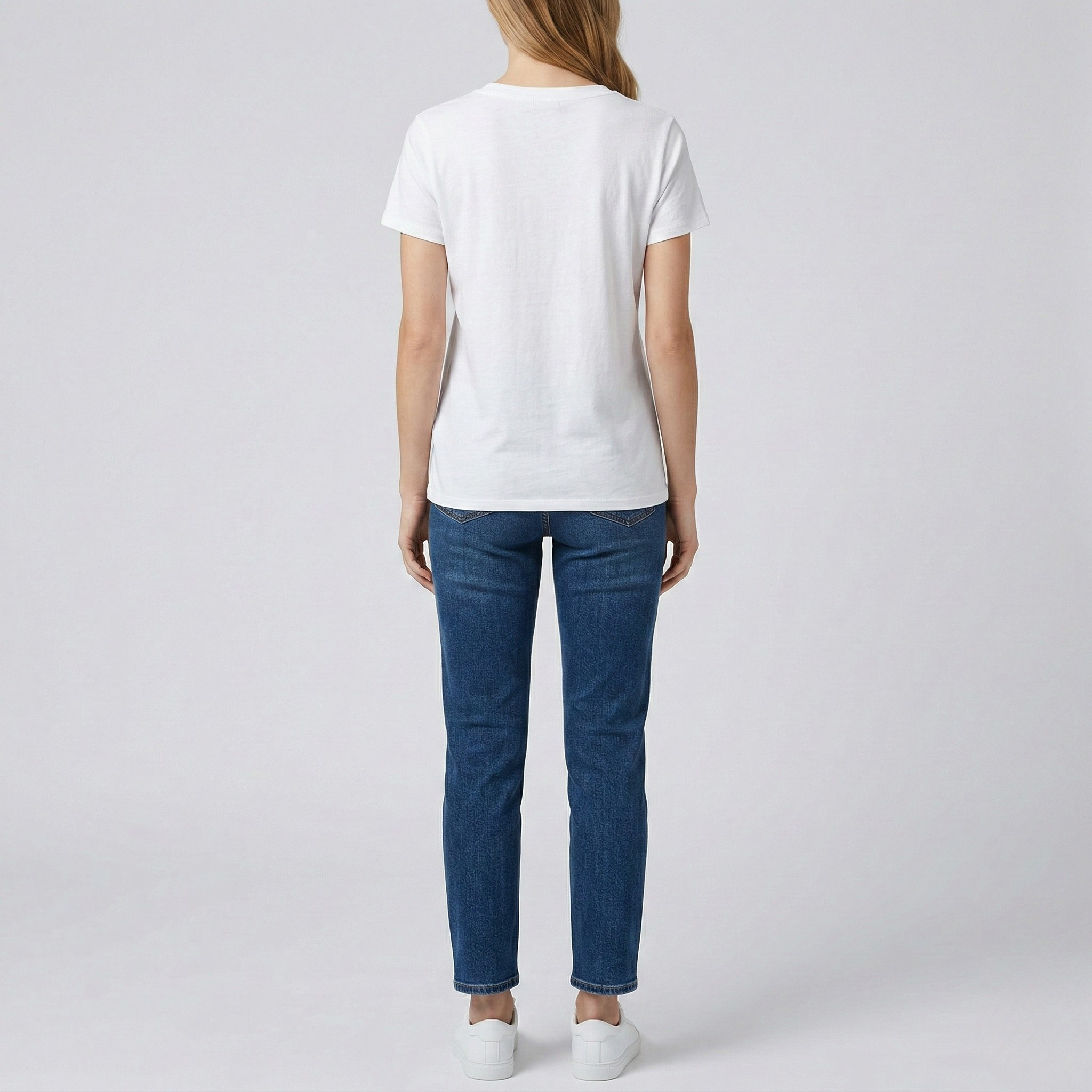 Damska bawełniana prążkowana koszulka z dekoltem w serek, krótki rękaw, casualowa podstawowa koszulka