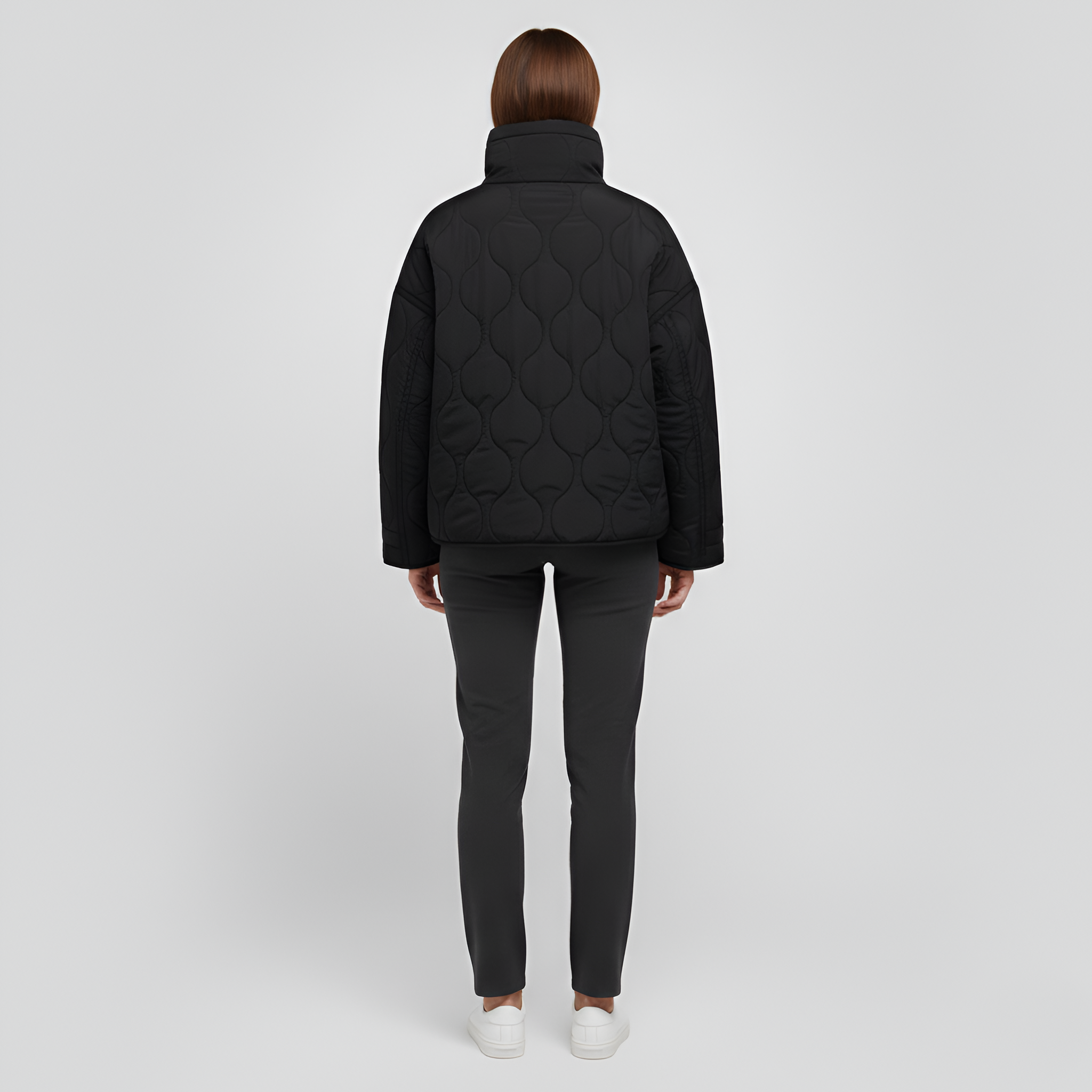 Women’s Quilted Puffer Jacket with High Collar Short Winter Outerwear