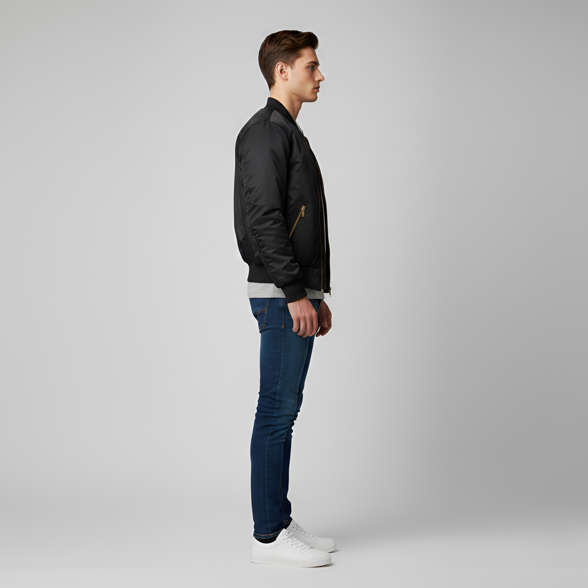 Casaco Bomber para Homem Leve Fecho de Correr Roupa Casual para o Dia a Dia