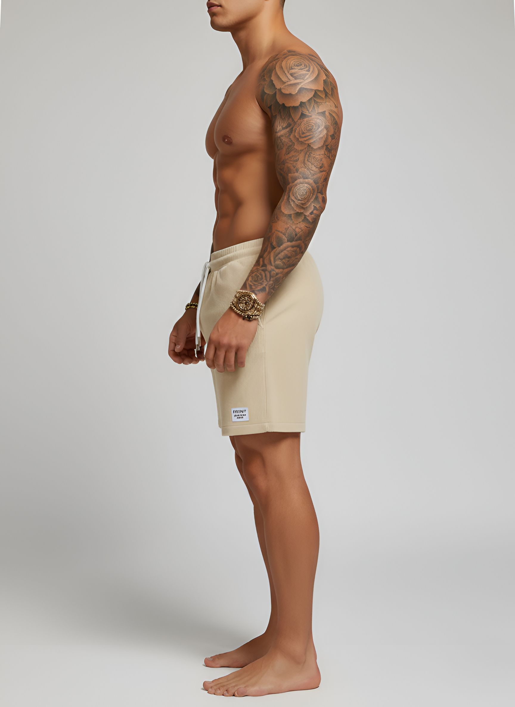 Calções com Cordão em Veludo Cotelê para Homem, com Bolsos, Ajuste Casual