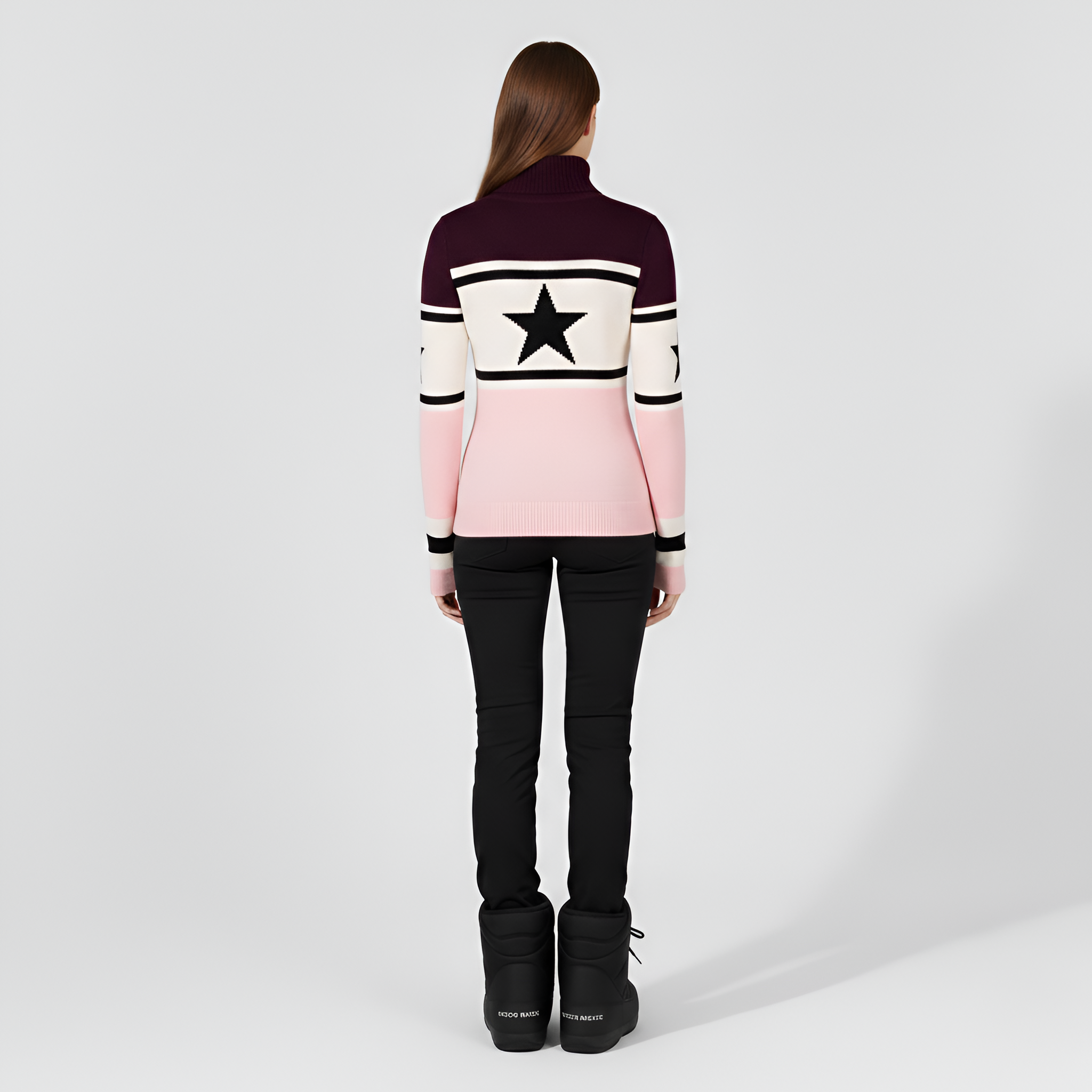 Women’s Turtleneck Knit Sweater Wool Blend Logo Design