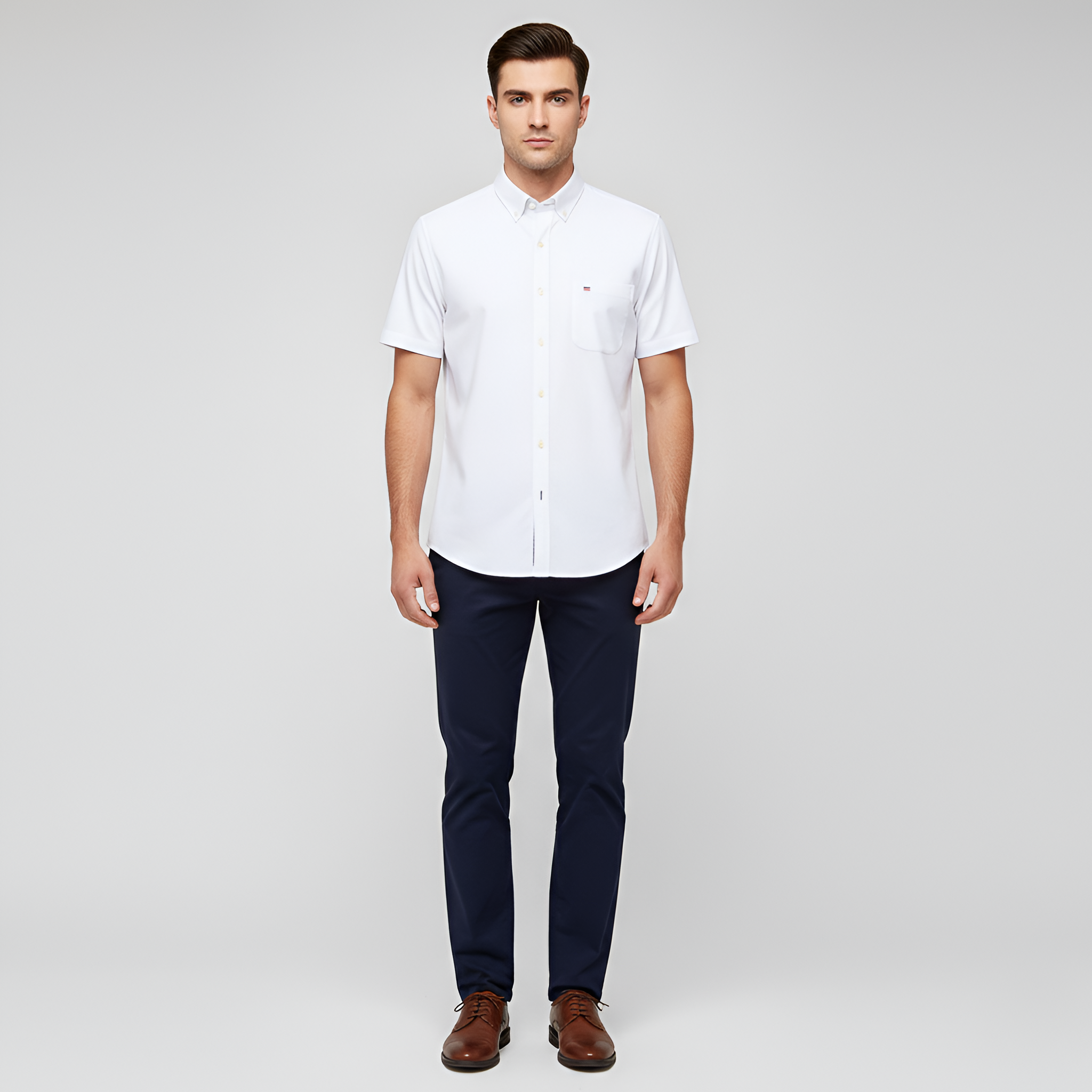 Męska koszula z krótkim rękawem z bawełny zapinana na guziki w kratę