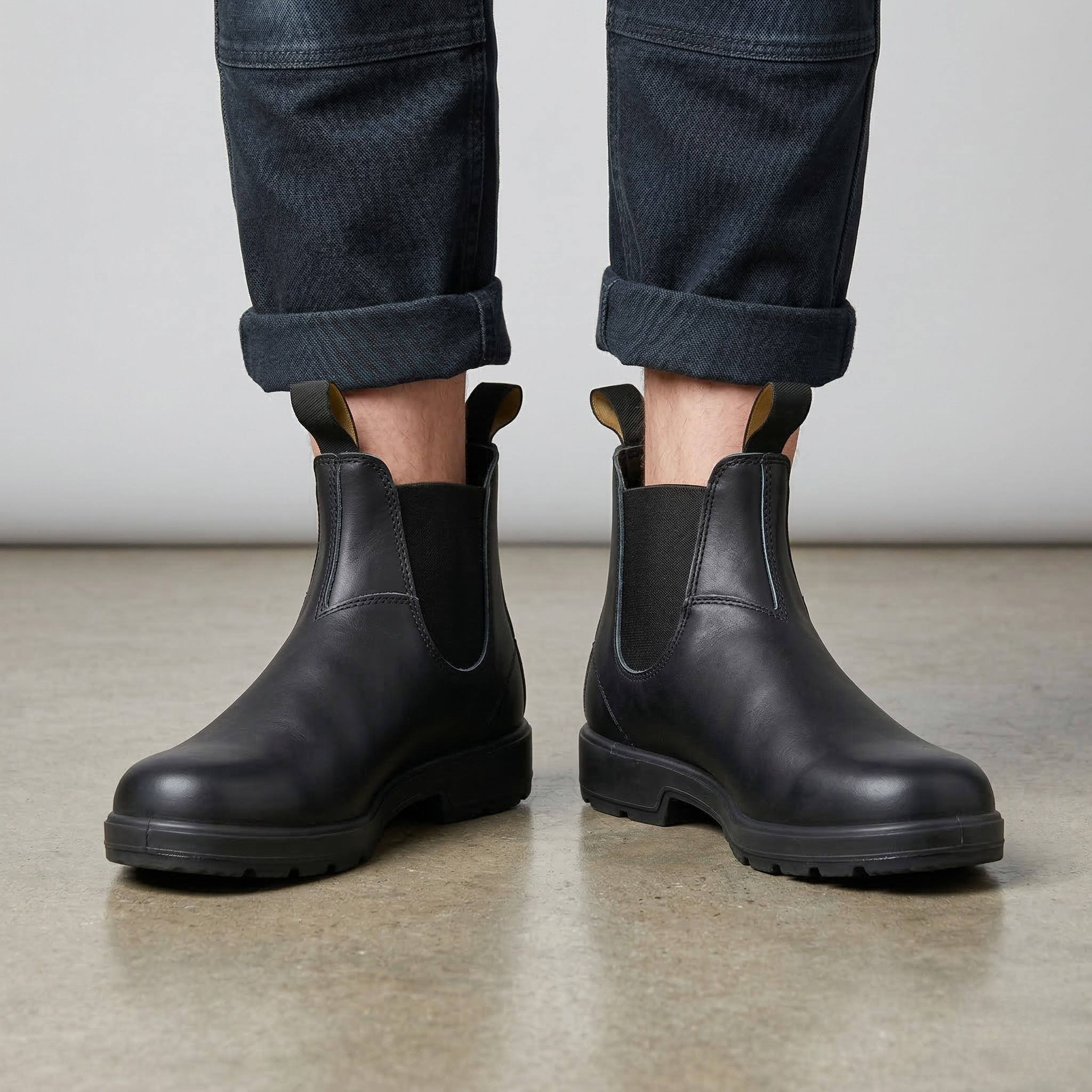 Stivali Chelsea da Uomo in Pelle con Elastico Laterale, Slip-On alla Caviglia, Stivali da Lavoro e Casual