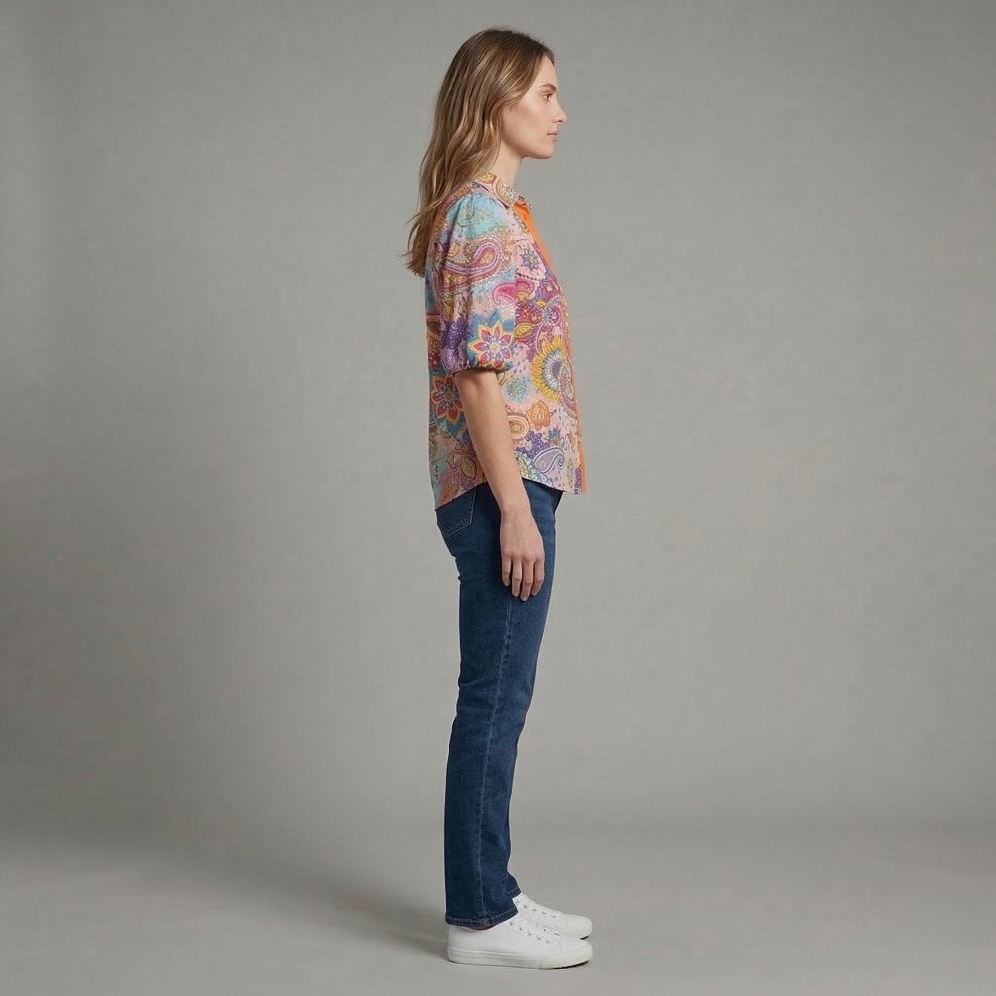 Camicia casual da donna a maniche corte con bottoni e stampa ananas