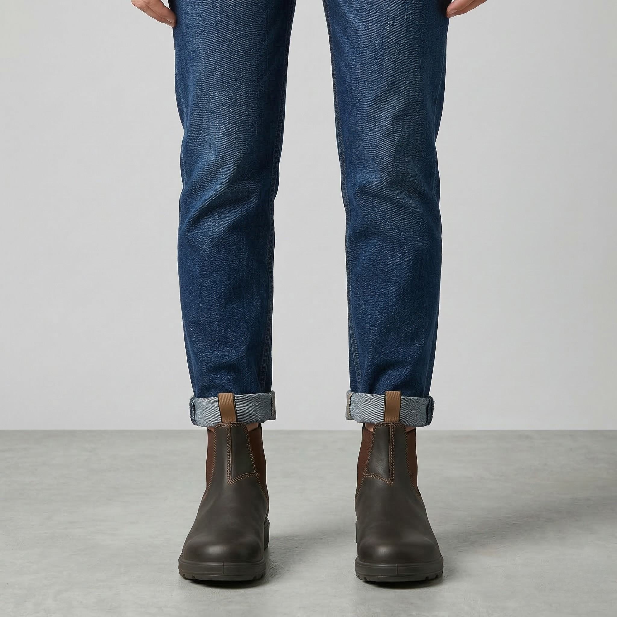 Stivali Chelsea da Uomo in Pelle con Elastico Laterale, Slip-On alla Caviglia, Stivali da Lavoro e Casual