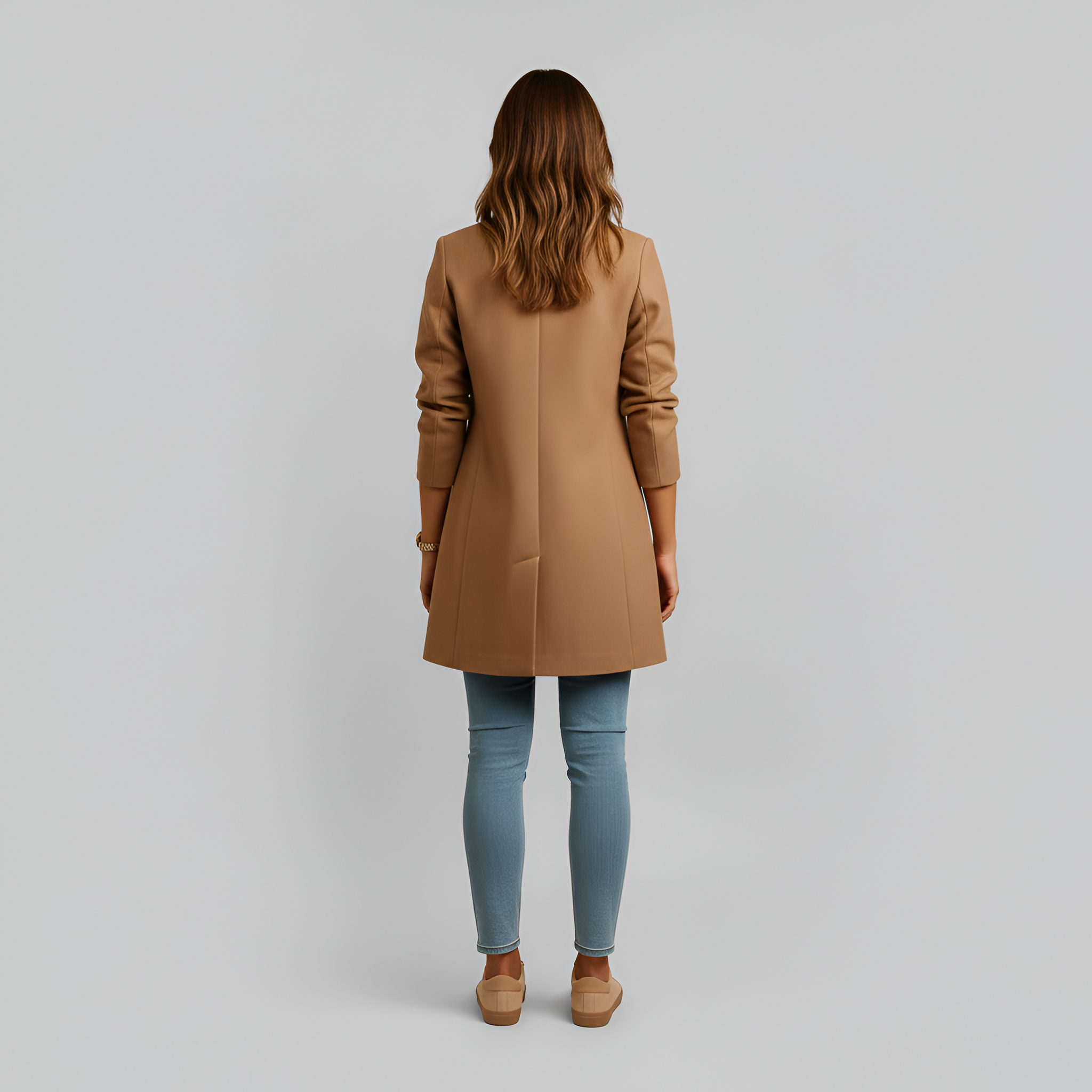 By Assuli női szabott gyapjúkeverék kabát középhosszú, gombos elülső rész