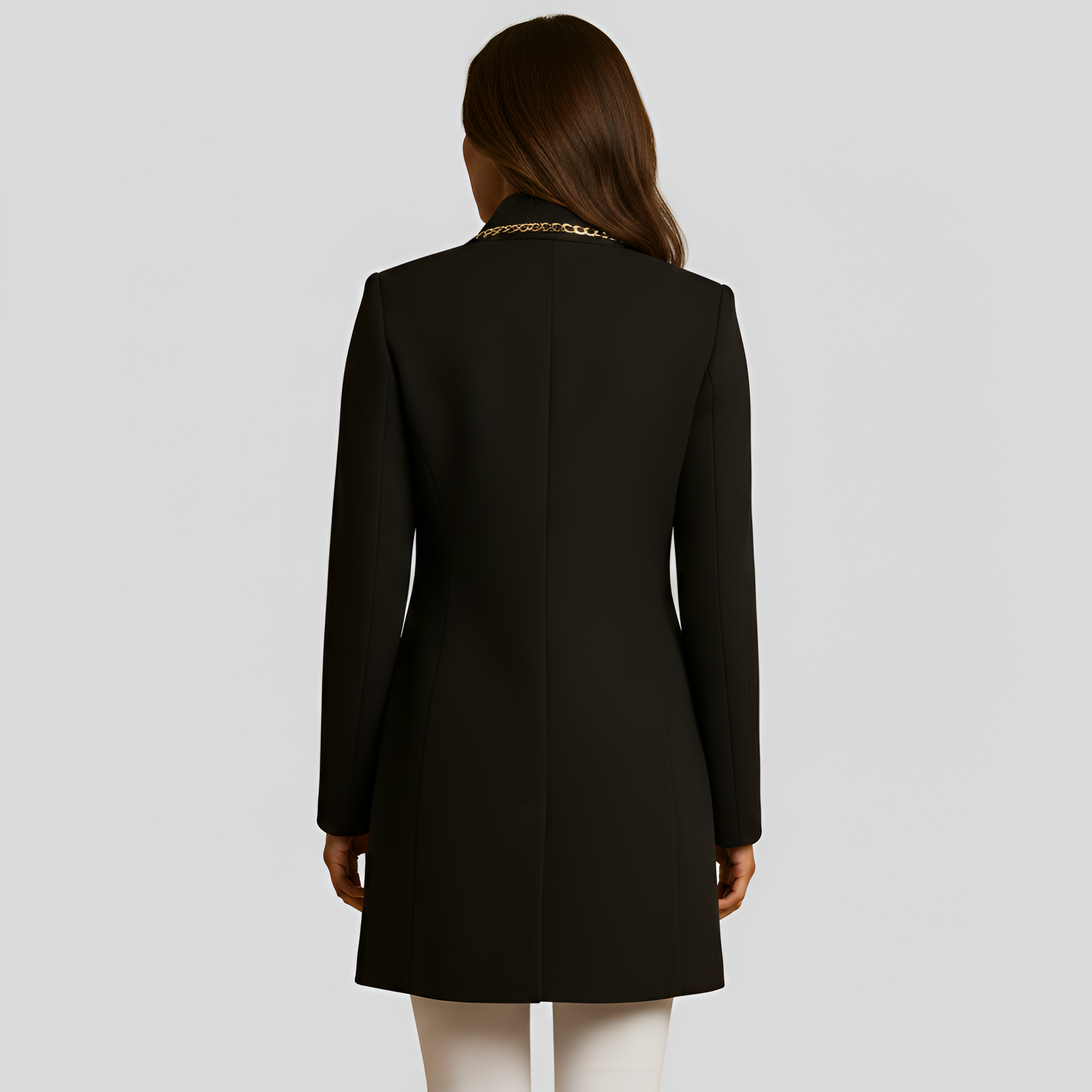 By Assuli Kvinders Uldblandet Lang Frakke Skræddersyet Dobbeltradet Jakke