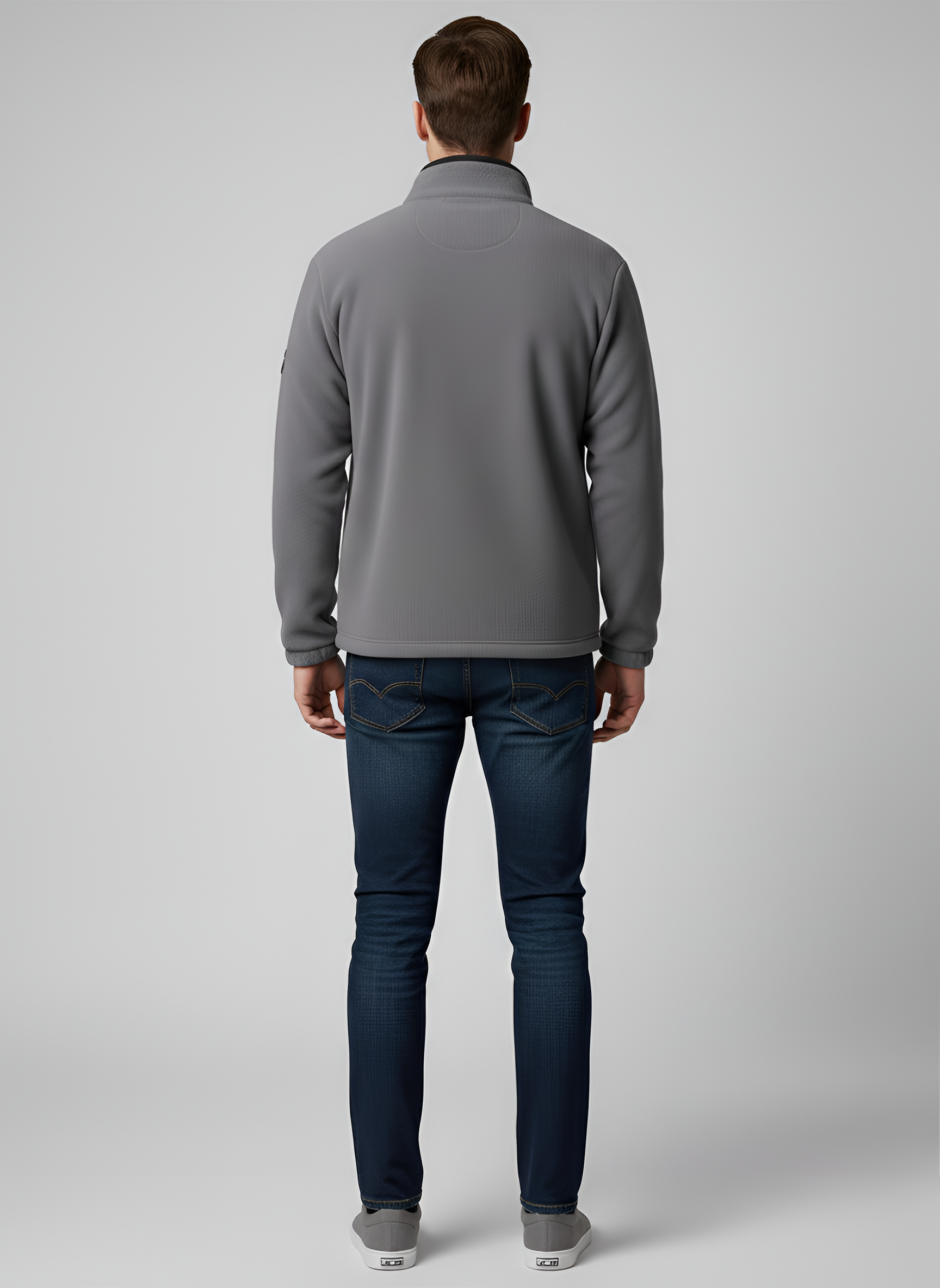 Męska kurtka polarowa na zamek z kołnierzem stójką, kurtka codzienna na zewnątrz