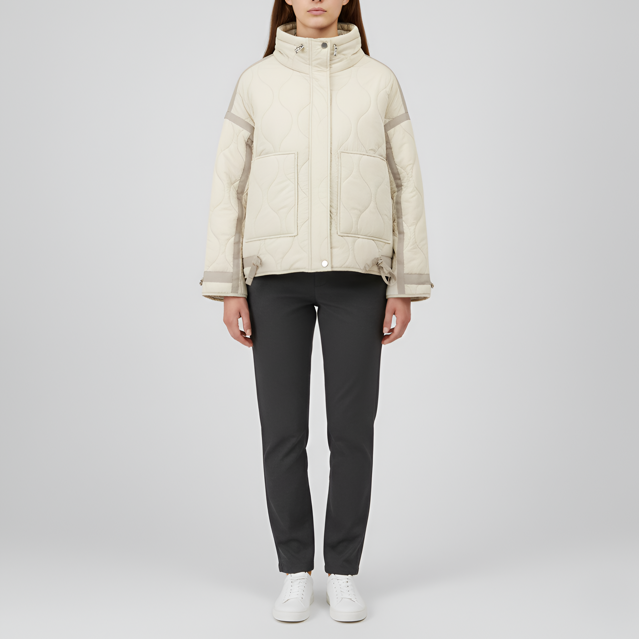 Women’s Quilted Puffer Jacket with High Collar Short Winter Outerwear