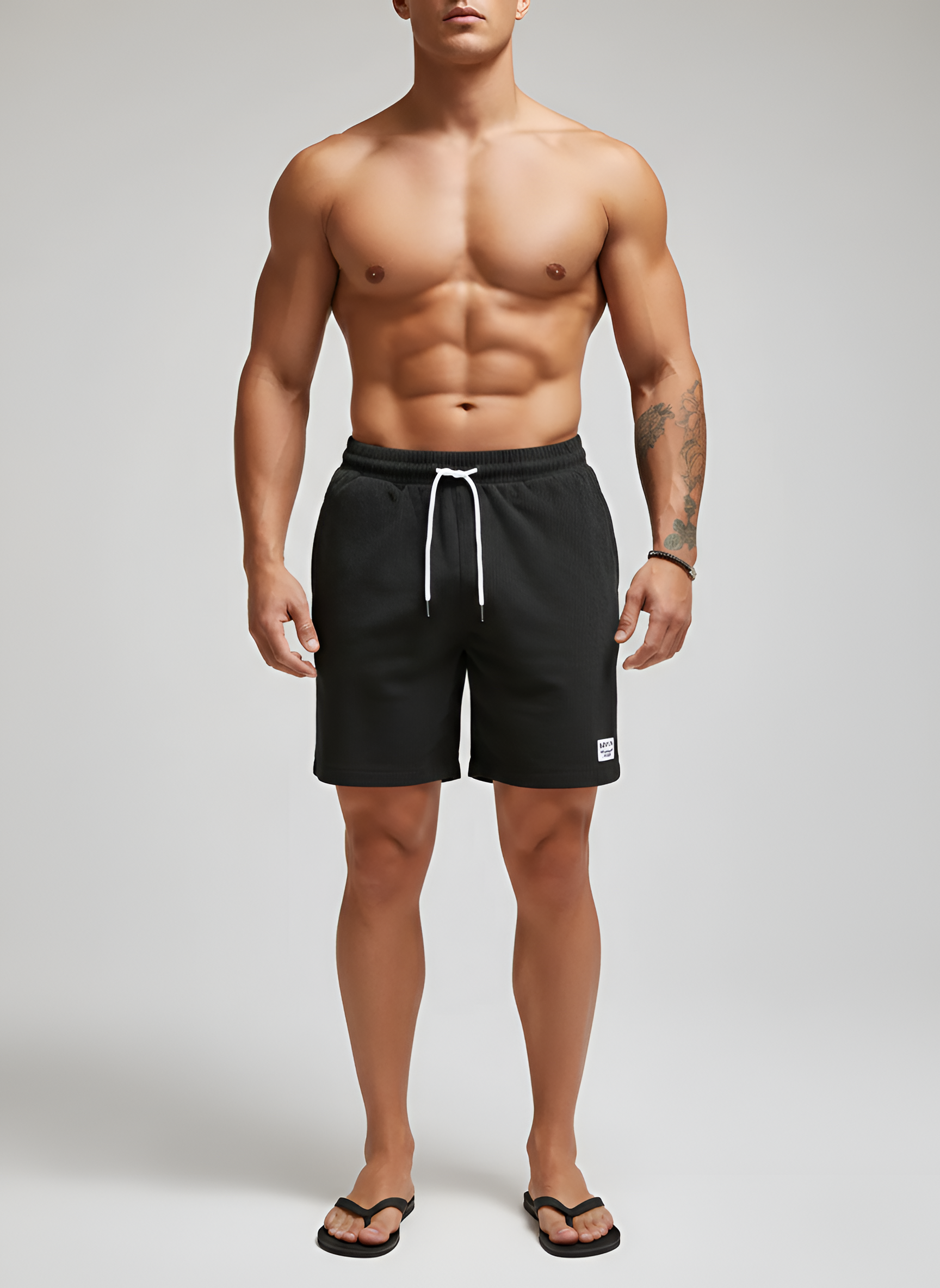 Ανδρικό βαμβακερό σορτς για χαλάρωση με ελαστική μέση και κορδόνι για καθημερινή χρήση