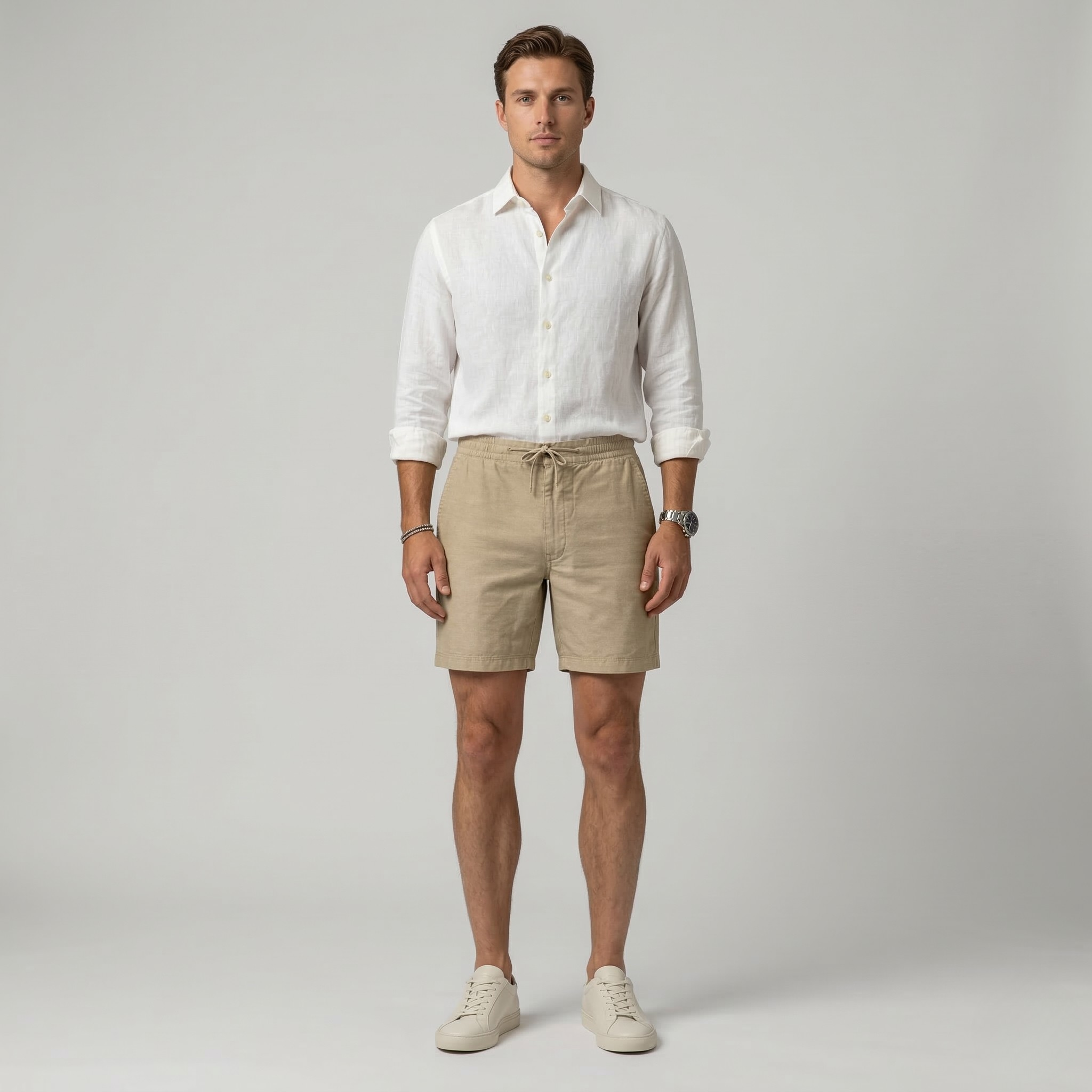 Herren Freizeit-Shorts mit Kordelzug, elastischem Bund, leicht, Sommer-Loungeshorts