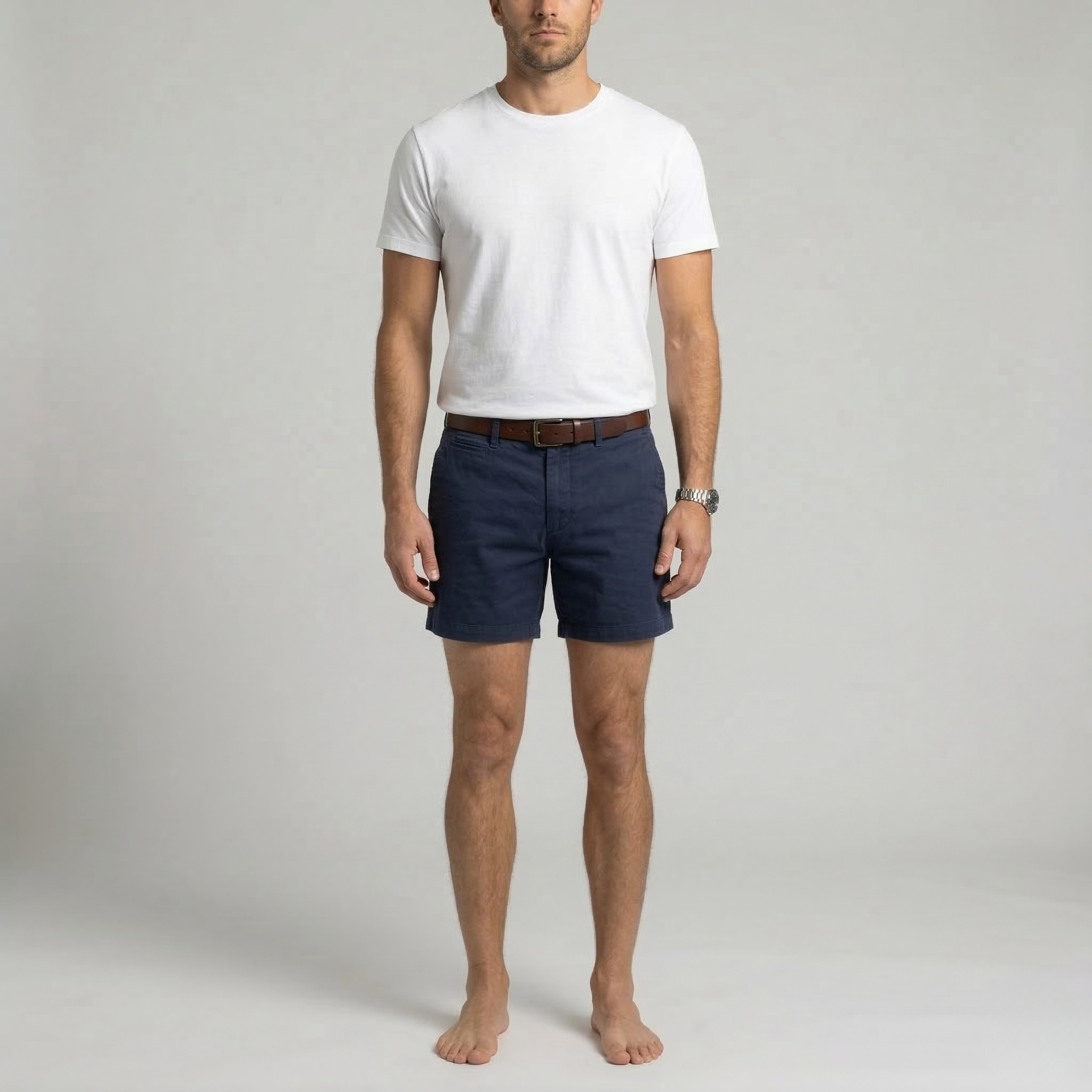 Herren Baumwoll-Chino-Shorts, Taillierter Schnitt, Lässige Sommer-Shorts mit Taschen