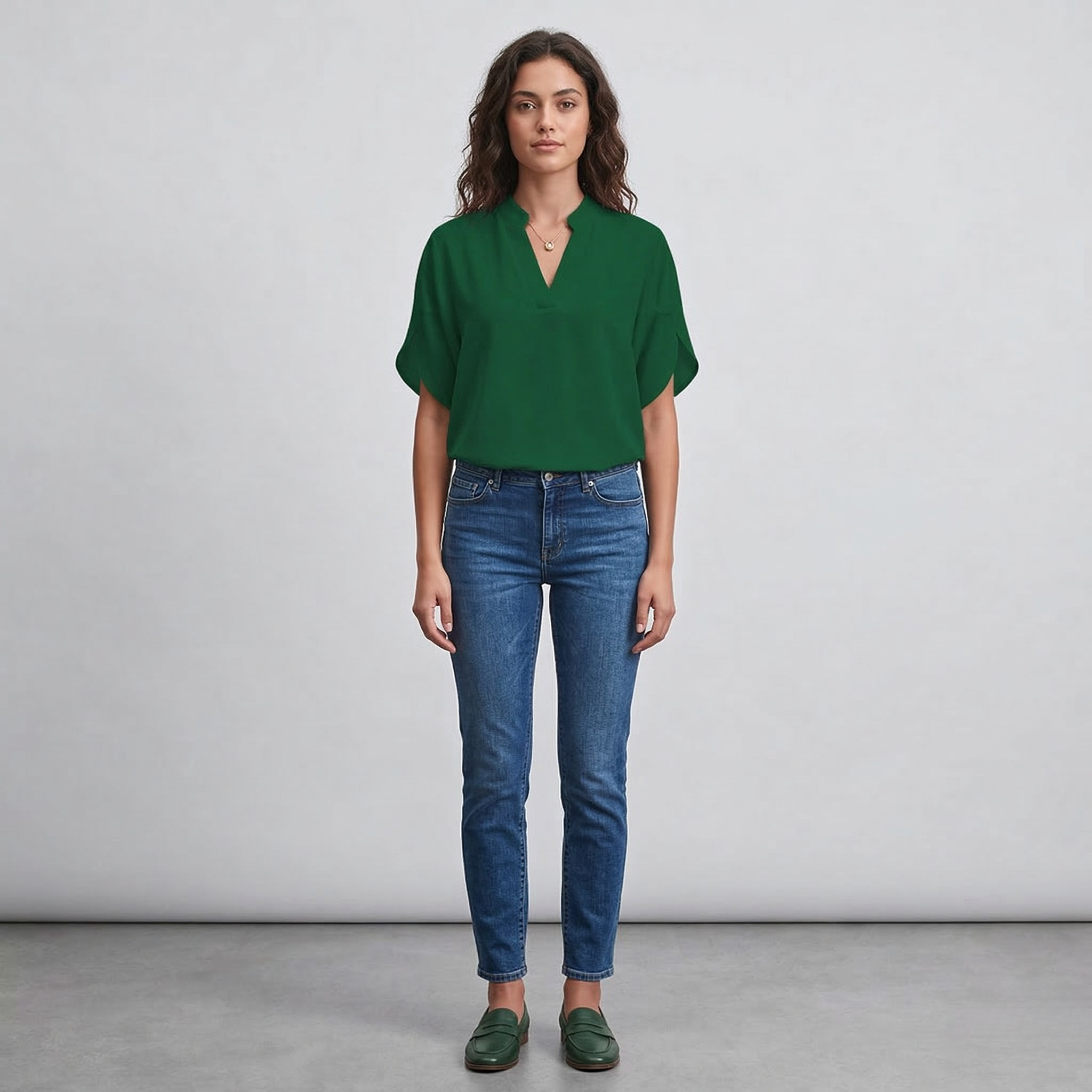 Blusa Donna Scollo a V Maniche Corte Casual Vestibilità Larga Top Estivo