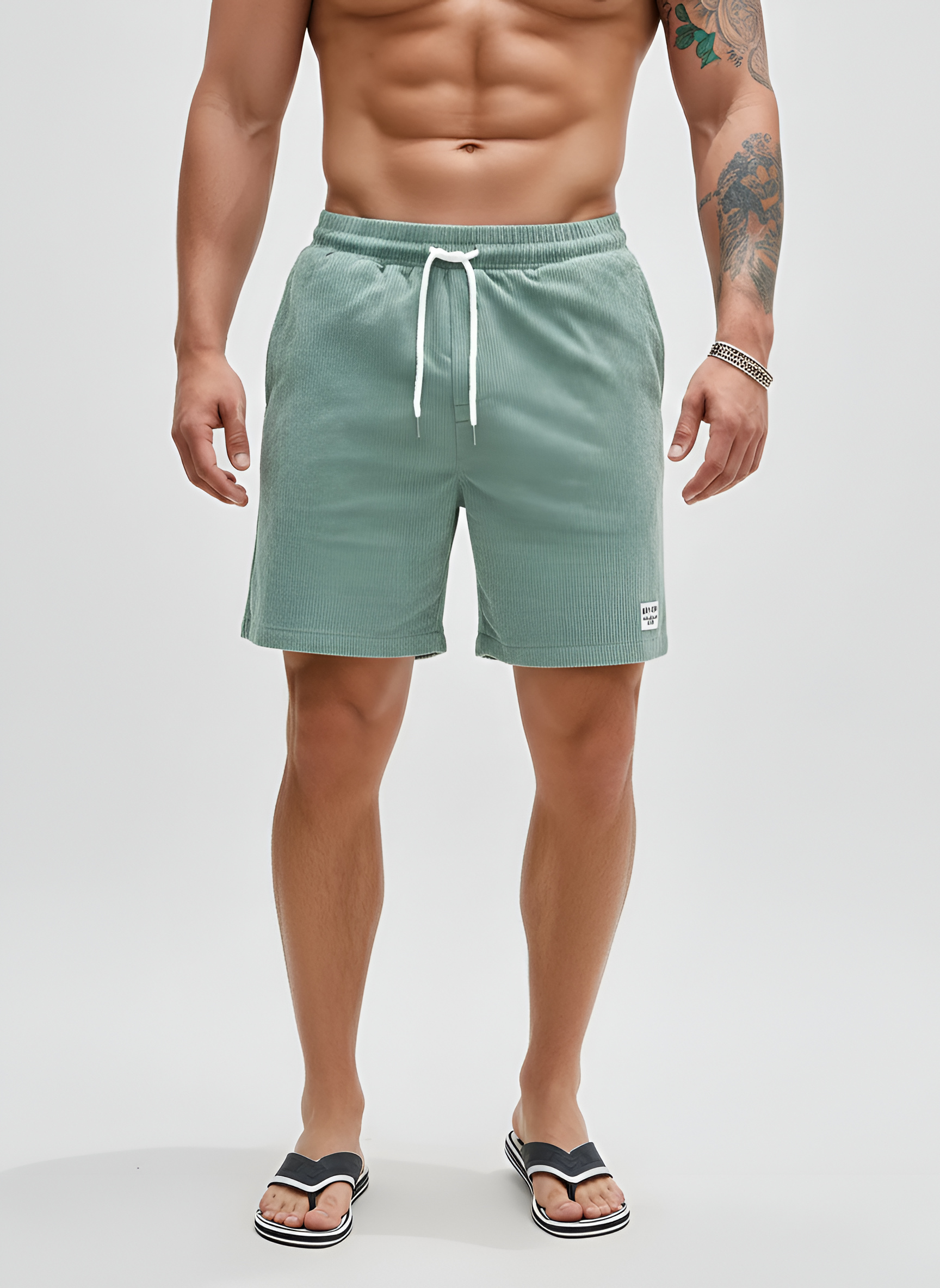 Ανδρικό βαμβακερό σορτς για χαλάρωση με ελαστική μέση και κορδόνι για καθημερινή χρήση