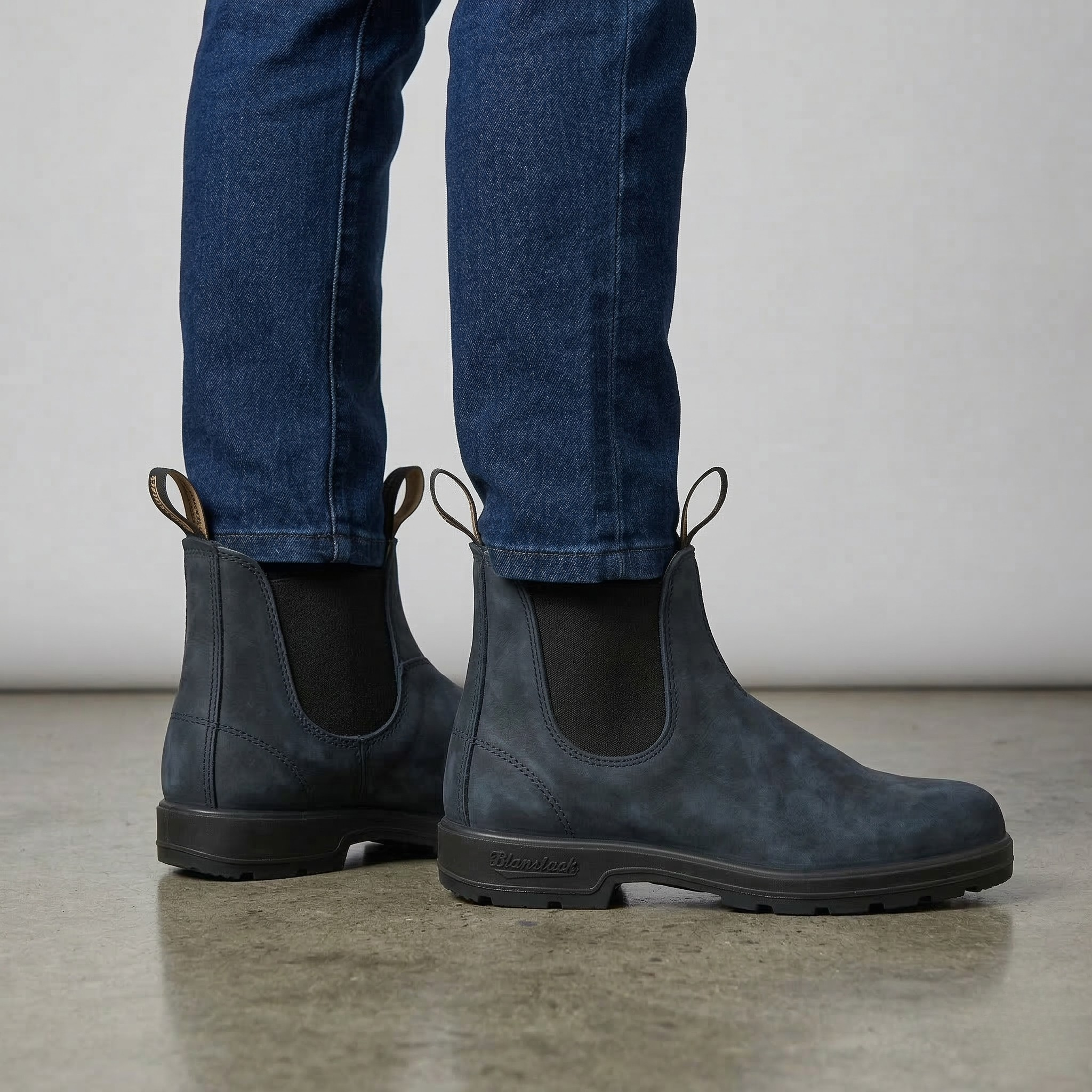 Men’s Chelsea Leather Boots Elastic Side Slip-On Ankle Work Casual Boots