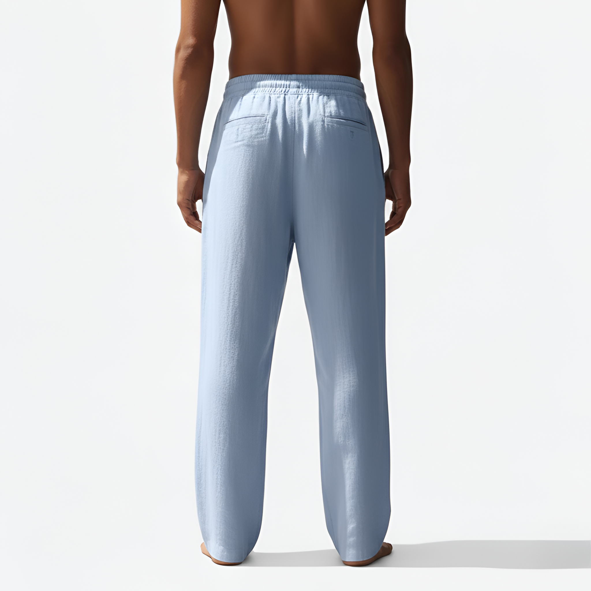 Męskie spodnie do domu z sznurkiem w pasie, luźny krój, mieszanka bawełny