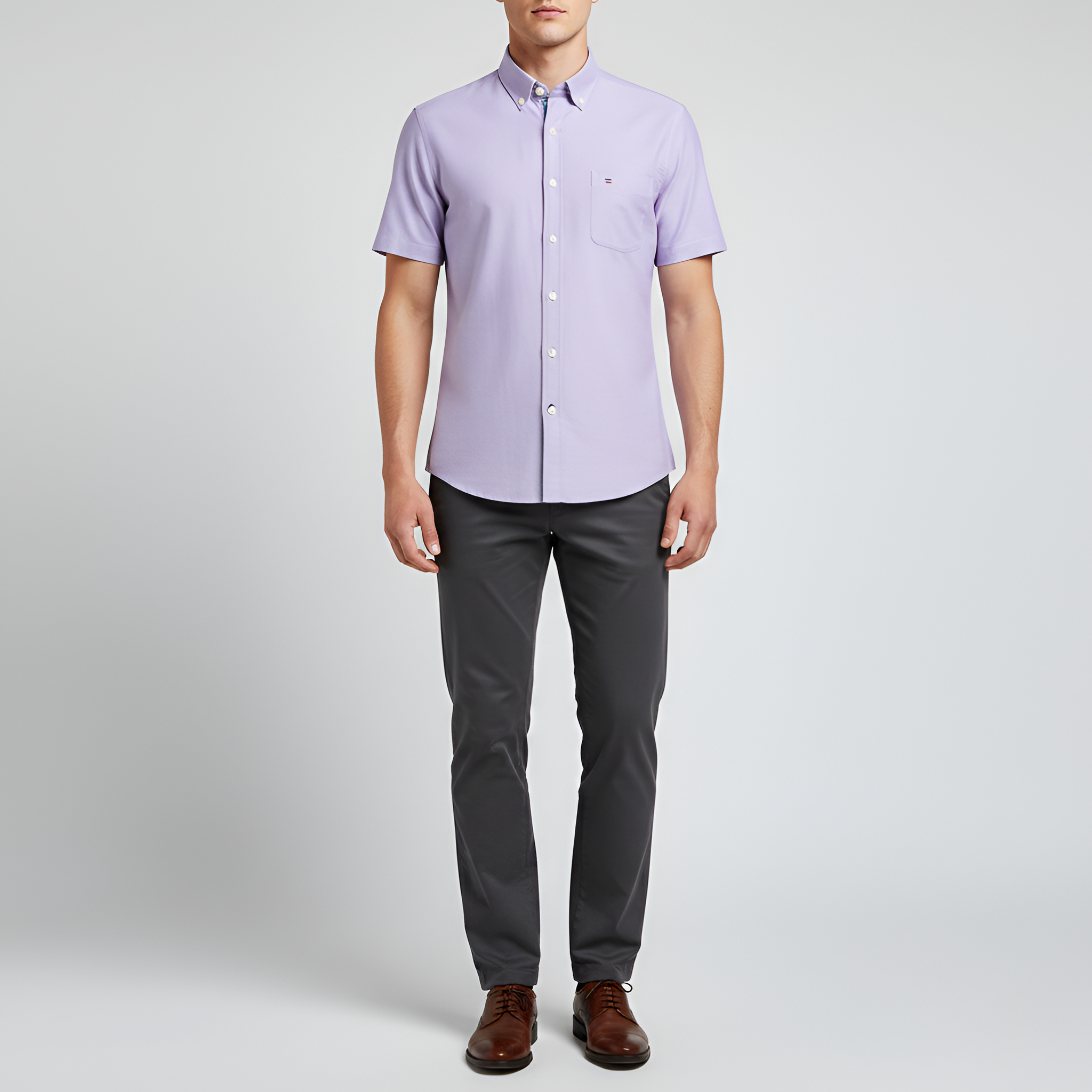 Męska koszula z krótkim rękawem z bawełny zapinana na guziki w kratę