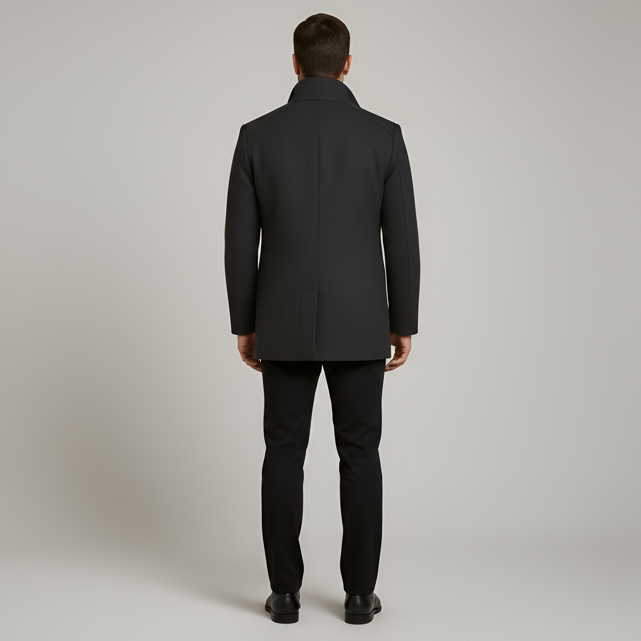 Abrigo de lana para hombre con cuello alto ajuste estructurado ropa de invierno