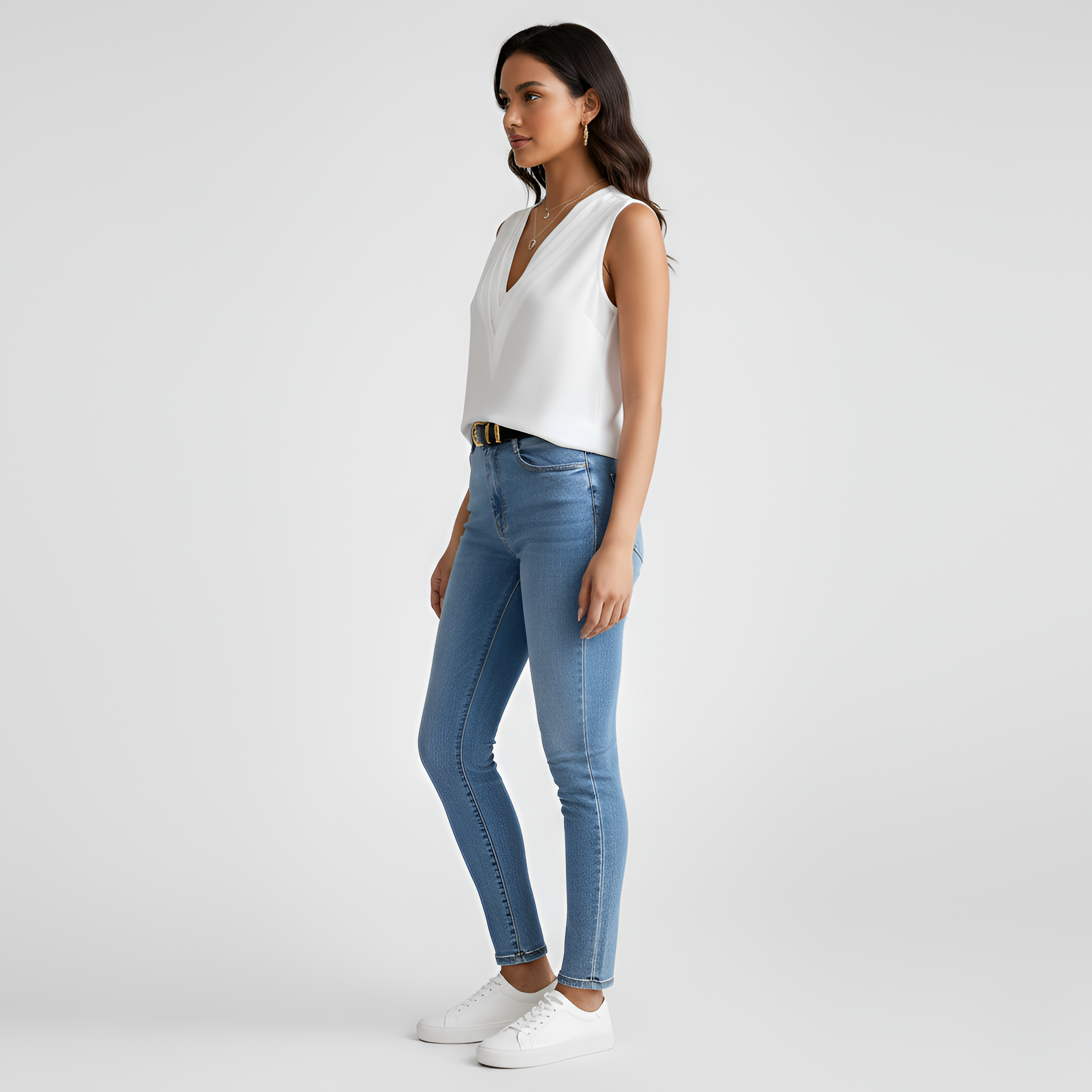 Blouse sans manches à col en V pour femme, débardeur décontracté en chiffon