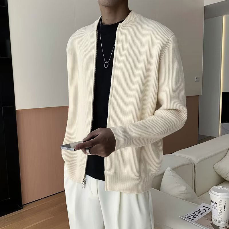 Men’s Zip-Up Ribbed Knit Sweater | Modern Minimalist
