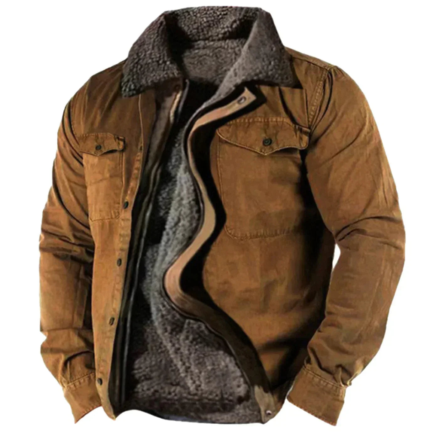 Men’s Sherpa Collar Shirt Jacket | Warm Lined Winter Overshirt