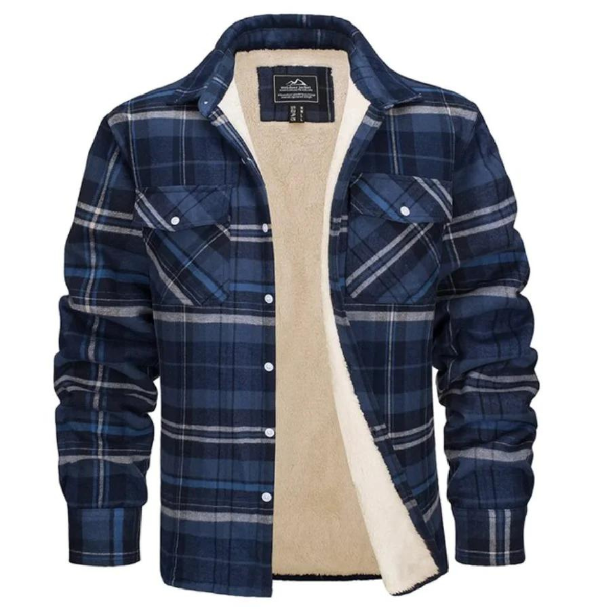 Men’s Sherpa-Lined Plaid Shirt Jacket | Warm Check Flannel Overshirt