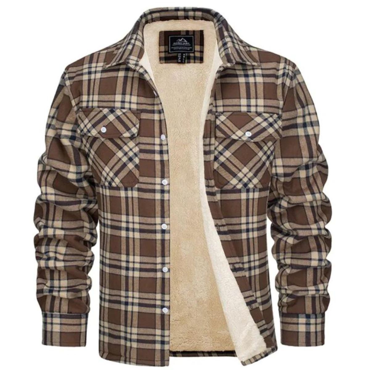 Men’s Sherpa-Lined Plaid Shirt Jacket | Warm Check Flannel Overshirt