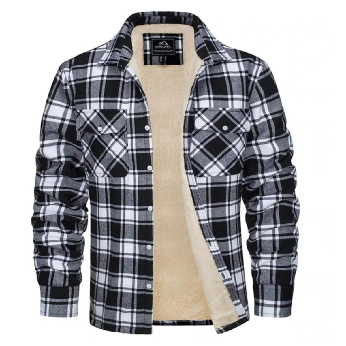 Men’s Sherpa-Lined Plaid Shirt Jacket | Warm Check Flannel Overshirt