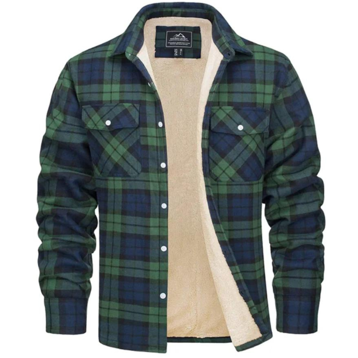Men’s Sherpa-Lined Plaid Shirt Jacket | Warm Check Flannel Overshirt