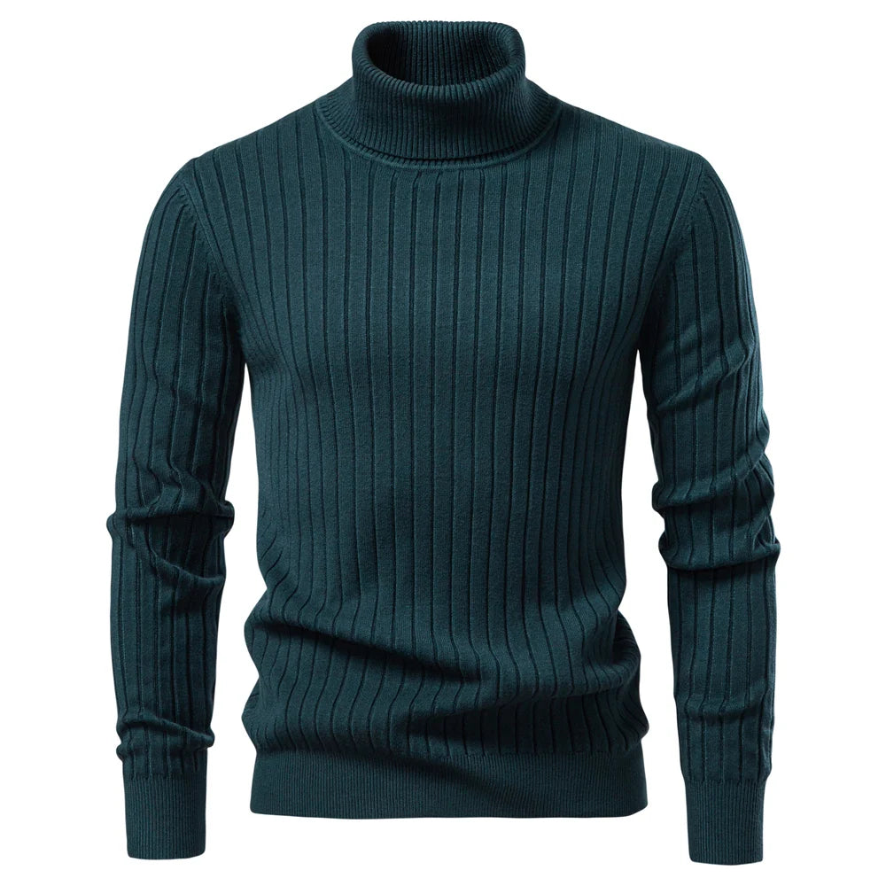 Herren Winter Rollkragen | Lässiger Strickpullover | Warmer gestreifter Pullover