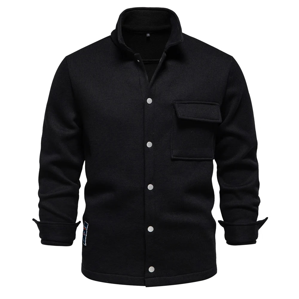 Men’s Winter Jacket | Thick Fleece Lined | Button Up Stand Collar