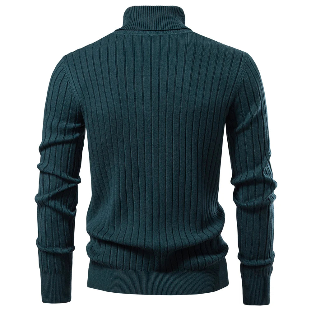 Herren Winter Rollkragen | Lässiger Strickpullover | Warmer gestreifter Pullover