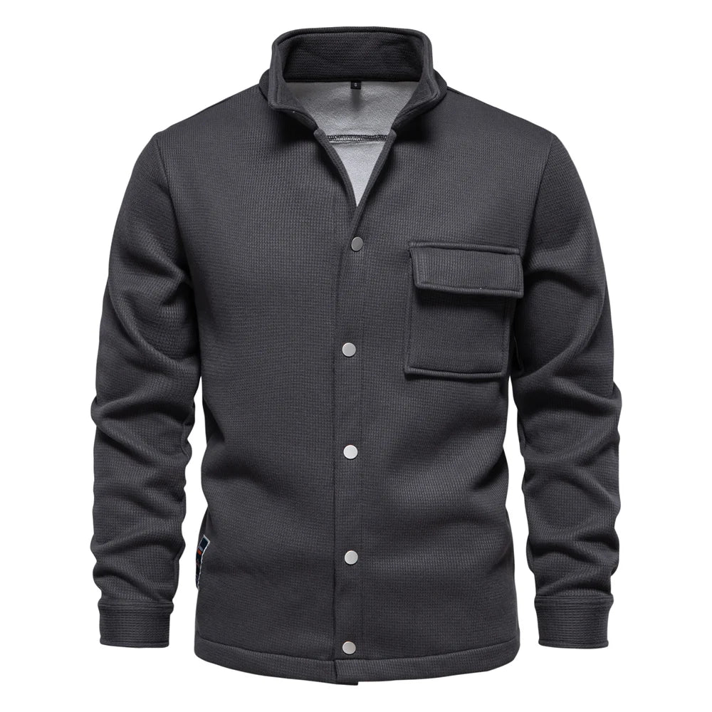 Men’s Winter Jacket | Thick Fleece Lined | Button Up Stand Collar