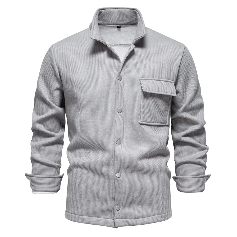 Men’s Winter Jacket | Thick Fleece Lined | Button Up Stand Collar