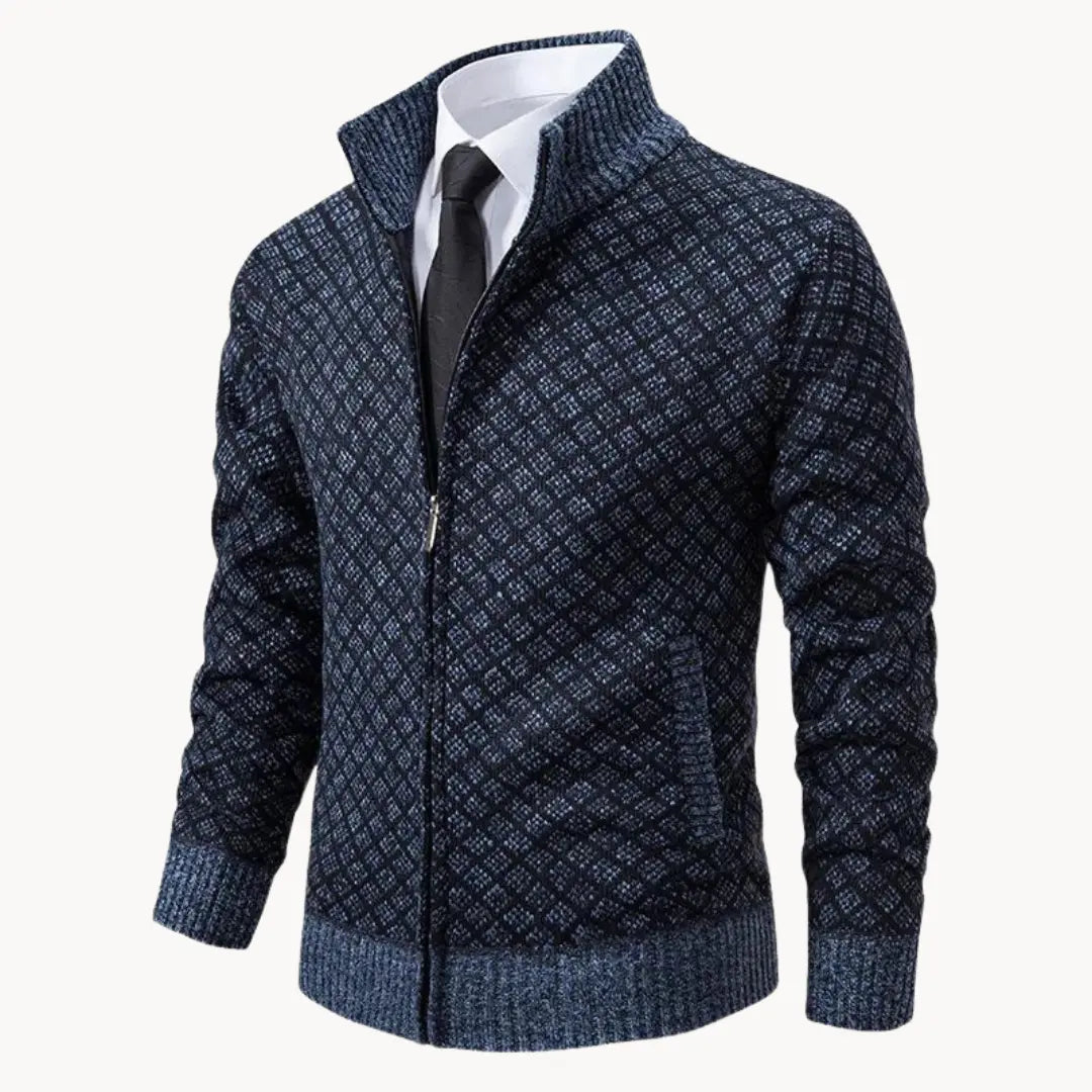 Men’s Full-Zip Knit Sweater | Patterned Classic