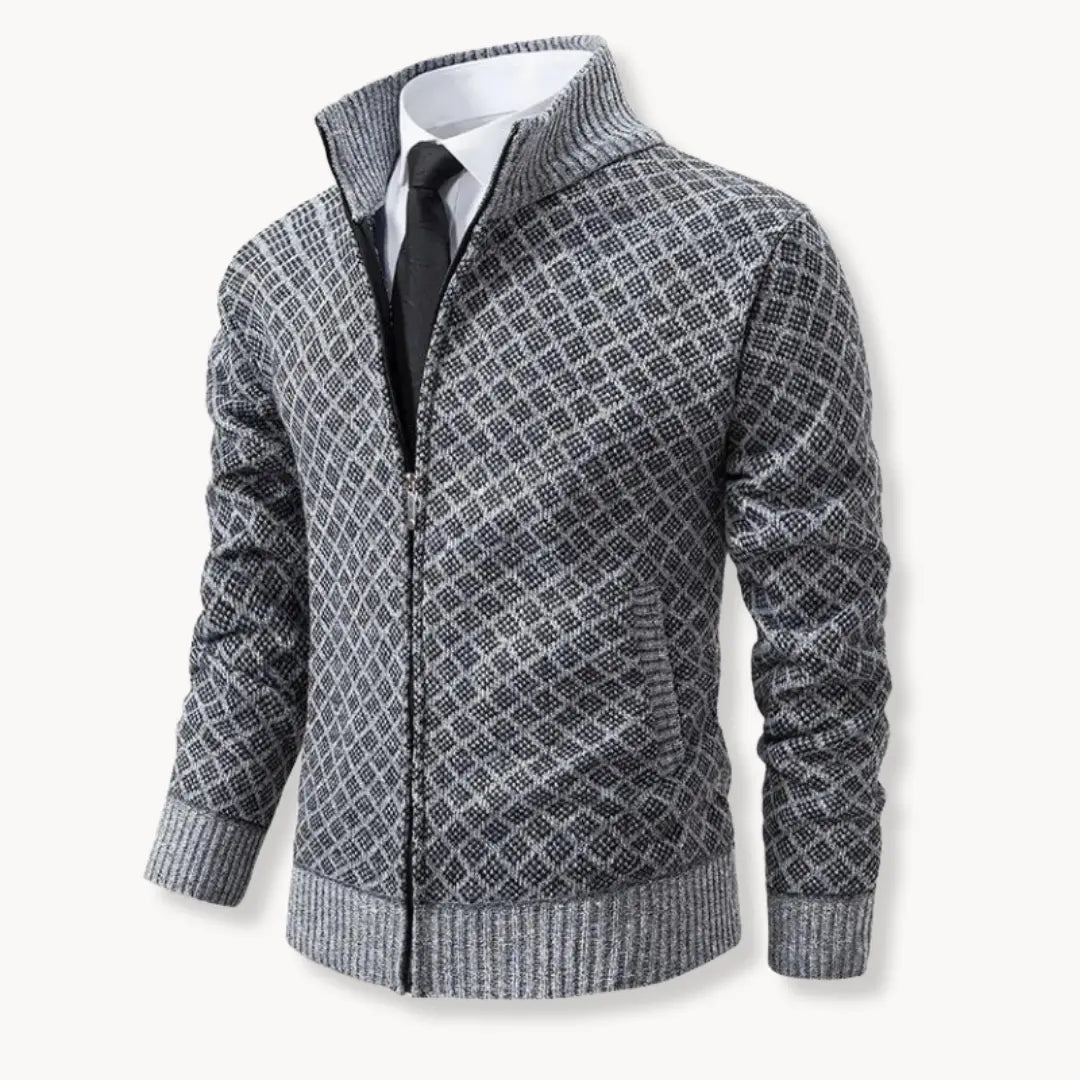 Men’s Full-Zip Knit Sweater | Patterned Classic