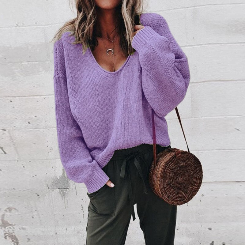Women’s Knit Sweater | V-Neck Pullover