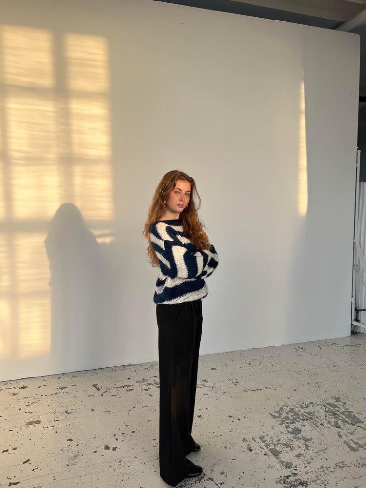 Oversized Knit Sweater for Women | Long Sleeve Crewneck Jumper